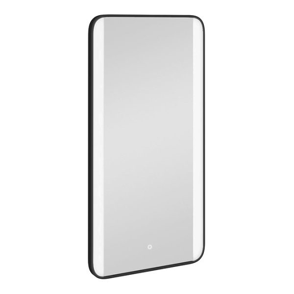 Arezzo Matt Black 600 x 1200mm Rectangular LED Illuminated Anti Fog Bathroom Mirror - Image 7