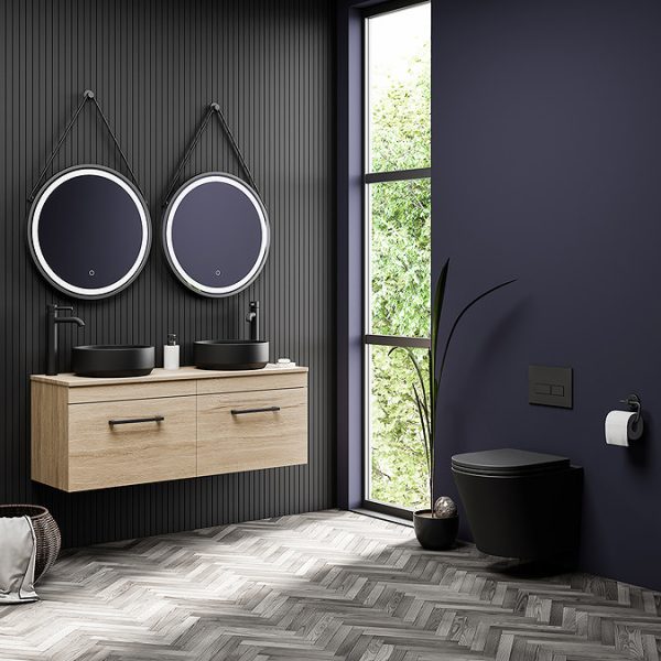 Arezzo Matt Black Rimless Wall Hung Toilet with Soft Close Seat - Image 8