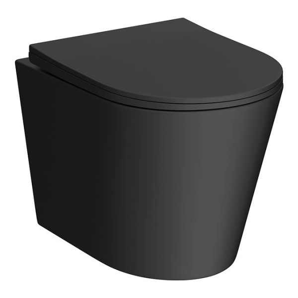 Arezzo Matt Black Complete Wall Hung Toilet Set   Matt Black Flush - Image 7