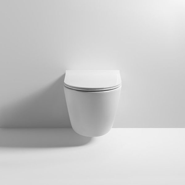 Arezzo Matt White Rimless Wall Hung Toilet with Soft Close Seat - Image 6