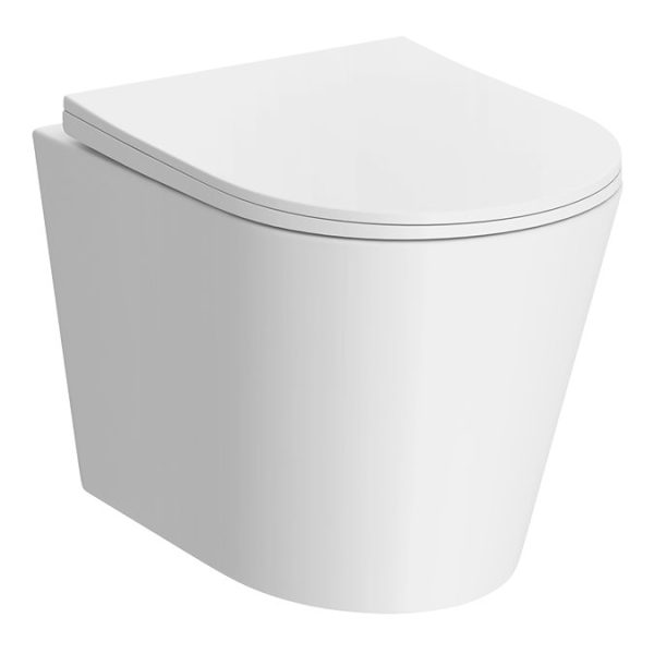 Arezzo Matt White Rimless Wall Hung Toilet with Soft Close Seat - Image 3