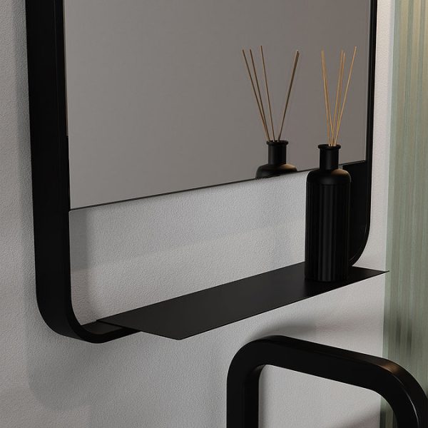 Arezzo Matt Black 550 x 1000mm Mirror with Shelf - Image 2