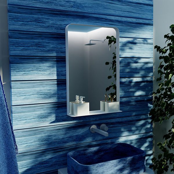 Arezzo Matt White 500 x 750mm Mirror with Shelf - Image 3