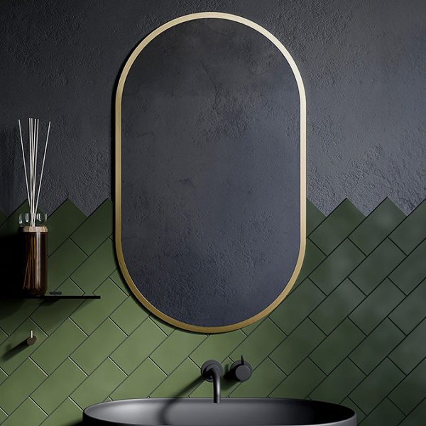Arezzo Brushed Brass Capsule Mirror 600 x 1000mm - Image 2
