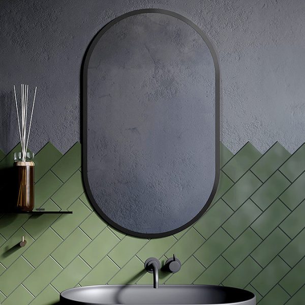 Arezzo Matt Black Capsule Mirror 600 x 1000mm - Image 2