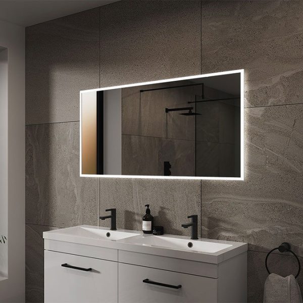 Arezzo 1200 x 600mm LED Illuminated Bathroom Mirror with Shaver Socket & Anti Fog - Image 5