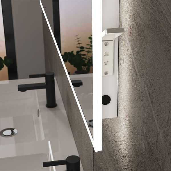 Arezzo 1200 x 600mm LED Illuminated Bathroom Mirror with Shaver Socket & Anti Fog - Image 2