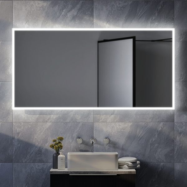 Arezzo 1200 x 600mm LED Illuminated Bathroom Mirror with Shaver Socket & Anti Fog - Image 4