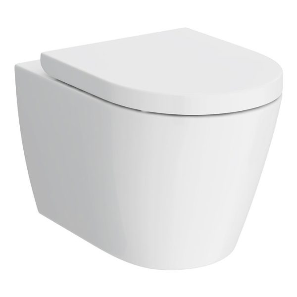 Arezzo Rimless Wall Hung Toilet (incl. Soft Close Seat with Brushed Brass Hinges) - Image 4