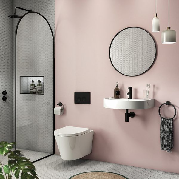 Arezzo Rimless Wall Hung Toilet (incl. Soft Close Seat with Matt Black Hinges) - Image 4