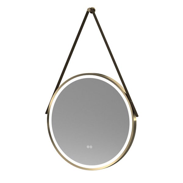 Venice Giro Brushed Brass 600mm Round LED Illuminated Anti Fog Bathroom Mirror - Image 3