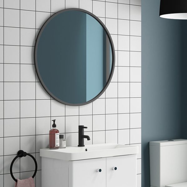 Arezzo Matt Black 600mm Round Mirror - Image 5