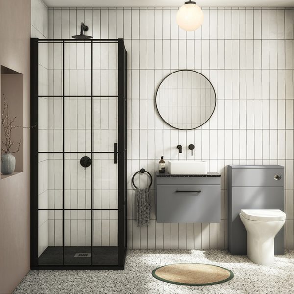 Arezzo Matt Black 600mm Round Mirror - Image 2