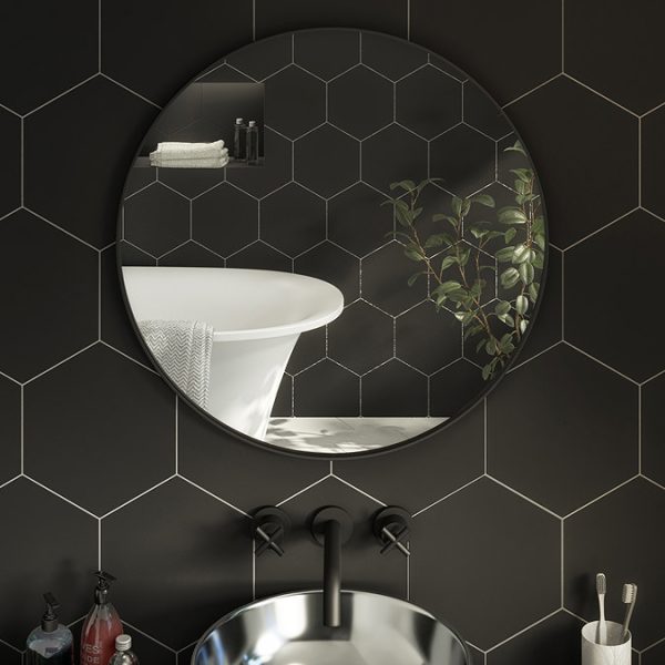 Arezzo Matt Black 600mm Round Mirror - Image 6