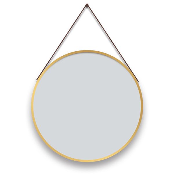 Arezzo Brushed Brass Hanging 600mm Round Bathroom Mirror - Image 2