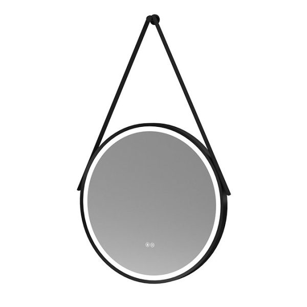 Arezzo Matt Black 600mm Round LED Illuminated Anti Fog Bathroom Mirror - Image 3