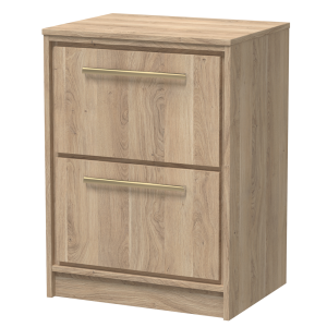 Arezzo Moda 600mm Rustic Oak Floor Standing 2 Drawer Countertop Vanity Unit with Brushed Brass Handles