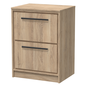 Arezzo Moda 600mm Rustic Oak Floor Standing 2 Drawer Countertop Vanity Unit with Matt Black Handles