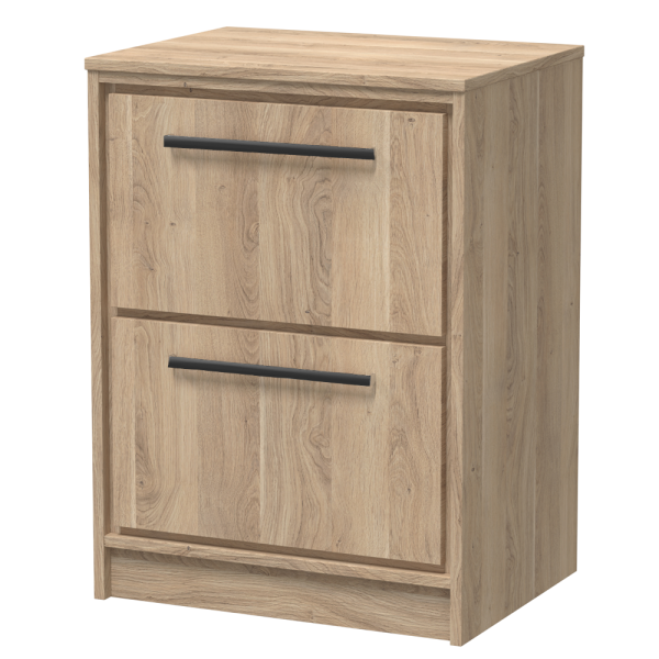 Arezzo Moda 600mm Rustic Oak Floor Standing 2 Drawer Countertop Vanity Unit with Matt Black Handles