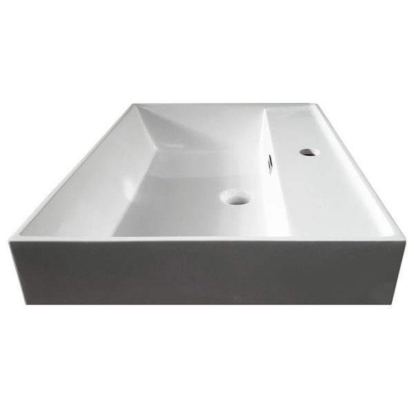 Arezzo 600 Gloss White Matt Black Framed 2 Drawer Vanity Unit with Countertop Basin - Image 4