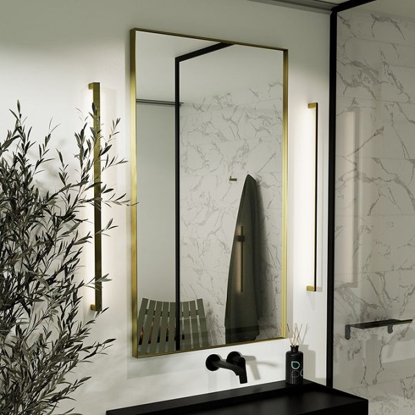 Arezzo Brushed Brass 1000 x 800mm Rectangular Mirror - Image 3