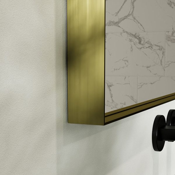 Arezzo Brushed Brass 1000 x 800mm Rectangular Mirror - Image 2