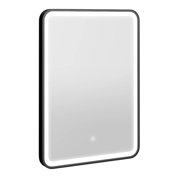 Arezzo Matt Black 500 x 700 LED Illuminated Border Mirror with Touch Sensor + Anti Fog - Image 2