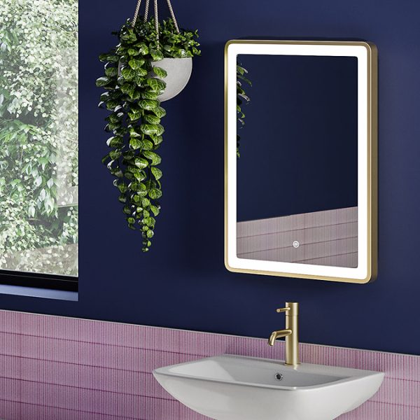 Arezzo 500 x 700mm Brushed Brass LED Mirror with Touch Sensor, Dimmer and Anti Fog - Image 6
