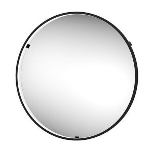 Arezzo Matt Black 600mm Round LED Illuminated Bathroom Mirror with Infrared Sensor & Anti Fog
