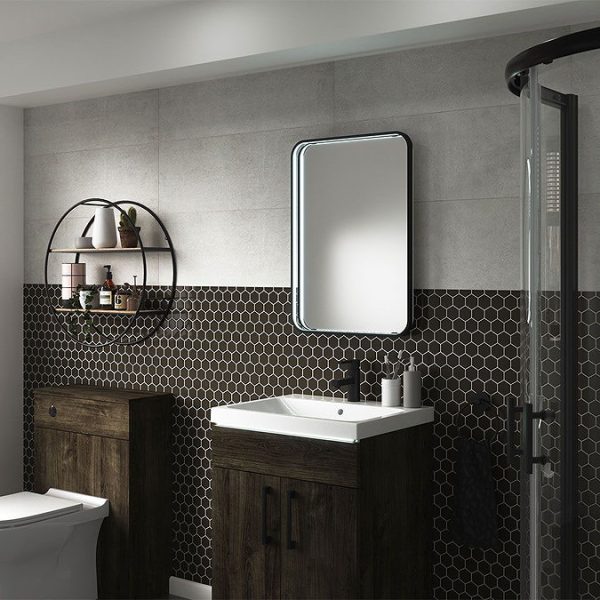 Arezzo Matt Black 500 x 700mm Rectangular LED Illuminated Bathroom Mirror with Infrared Sensor & Anti Fog - Image 4