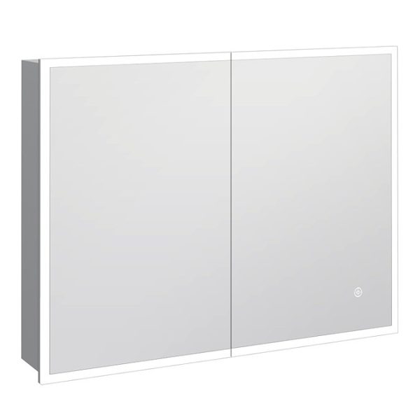 Arezzo 800 x 600mm Recessed LED Illuminated Bathroom Mirror Cabinet with Shaver Socket, Anti Fog & Dimmer - Image 3
