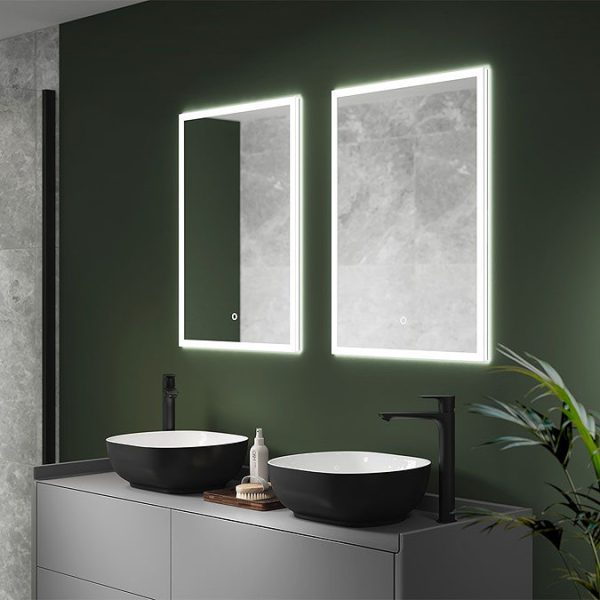 Arezzo 500 x 700mm Recessed LED Illuminated Bathroom Mirror Cabinet with Touch Sensor, Shaver Socket & Anti Fog - Image 6