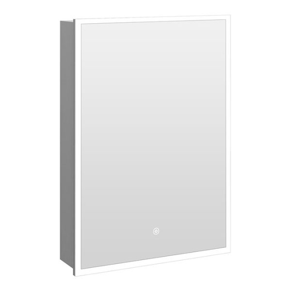 Arezzo 500 x 700mm Recessed LED Illuminated Bathroom Mirror Cabinet with Touch Sensor, Shaver Socket & Anti Fog - Image 5