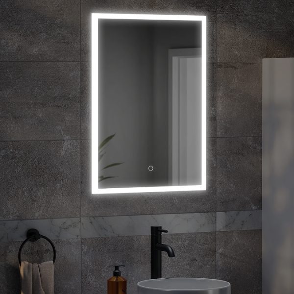 Arezzo 500 x 700mm Recessed LED Illuminated Bathroom Mirror Cabinet with Touch Sensor, Shaver Socket & Anti Fog - Image 4
