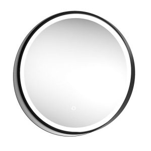 Arezzo Matt Black 600mm Round Colour Changing LED Illuminated Bathroom Mirror with Anti Fog