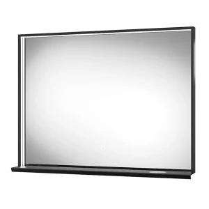 Arezzo Matt Black 800 x 600mm LED Illuminated Bathroom Mirror with QI Charger & Anti Fog