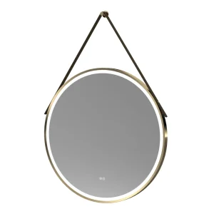 Venice Giro Brushed Brass 800mm Round LED Illuminated Anti Fog Bathroom Mirror