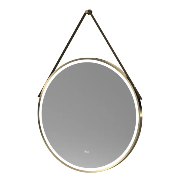 Venice Giro Brushed Brass 800mm Round LED Illuminated Anti Fog Bathroom Mirror