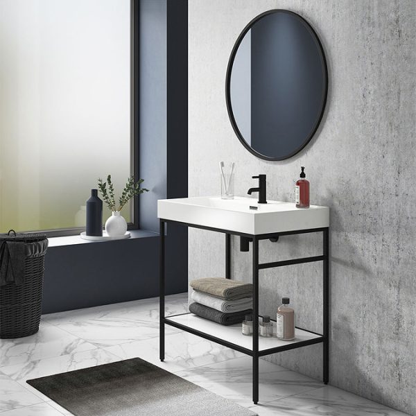 Arezzo Matt Black 800mm Round Mirror - Image 4