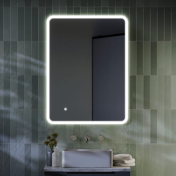 Arezzo 800 x 600mm Ultra Slim LED Illuminated Bathroom Mirror with Anti Fog - Image 4