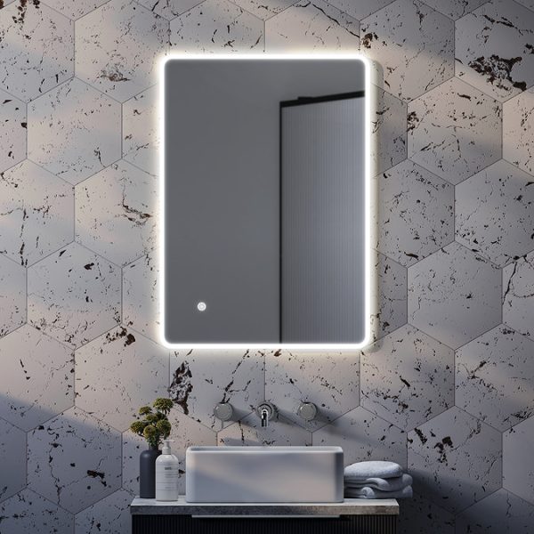Arezzo 500 x 700mm Ultra Slim LED Illuminated Bathroom Mirror with Touch Sensor and Anti Fog - Image 4