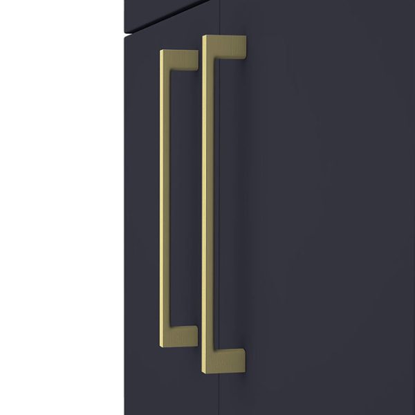 Arezzo 500 Matt Blue Floor Standing Vanity Unit with Brushed Brass Handles - Image 3