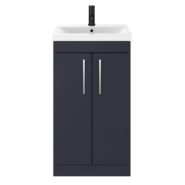 Arezzo 500 Matt Blue Floor Standing Vanity Unit with Chrome Handles - Image 2