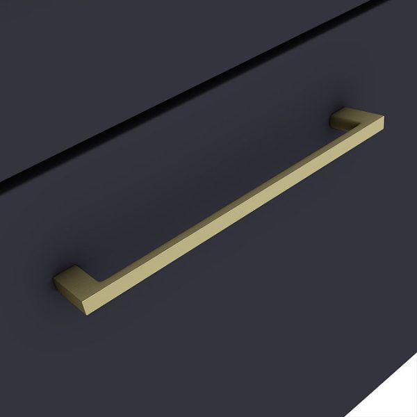 Arezzo 500 Matt Blue Wall Hung 1 Drawer Vanity Unit with Brushed Brass Handle - Image 4