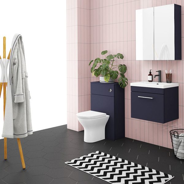 Arezzo 500 Matt Blue Wall Hung 1 Drawer Vanity Unit with Chrome Handle - Image 2