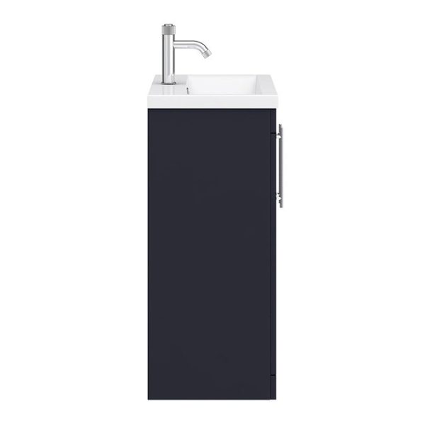 Arezzo Floor Standing Vanity Unit   Matt Blue   600mm with Industrial Style Chrome Handles - Image 2