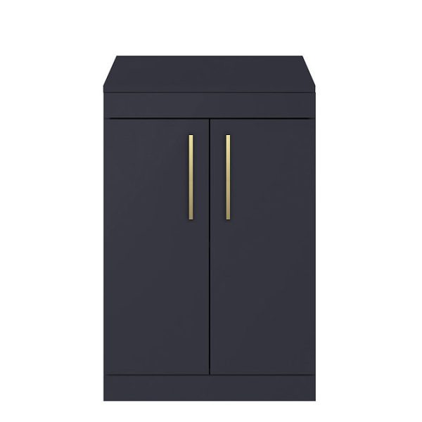 Arezzo Floor Standing Countertop Vanity Unit   Matt Blue   600mm with Brushed Brass Handles - Image 3