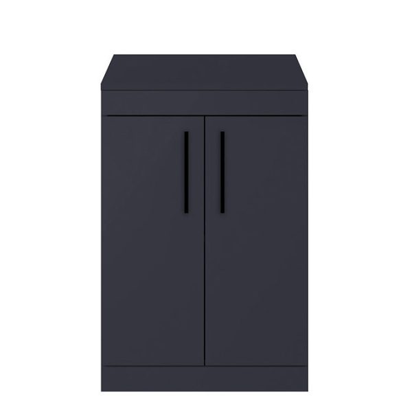 Arezzo Floor Standing Countertop Vanity Unit   Matt Blue   600mm with Matt Black Handles - Image 3