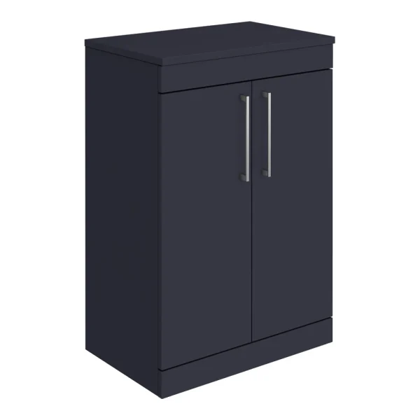 Arezzo Floor Standing Countertop Vanity Unit   Matt Blue   600mm with Chrome Handles
