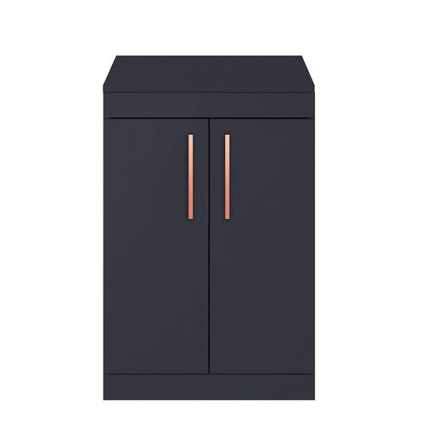 Arezzo Floor Standing Countertop Vanity Unit   Matt Blue   600mm with Rose Gold Handles - Image 4